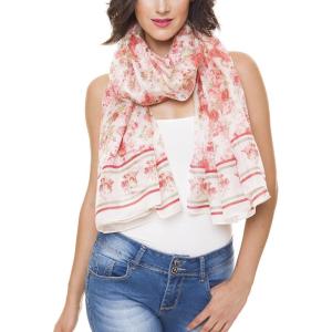 Scarf for Women 100% Silk Fashion Lightweight Shawl Wrap Scarves for Summer Fall(Jaen Collection 1 – Pink and White)