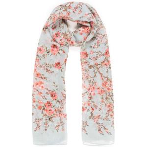 Scarf for Women Lightweight Sheer Fashion Scarves for Summer Fall Shawl Wraps Veil(Alicante Collection 16 – Gray Flower)