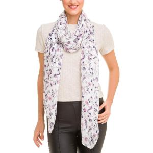 Scarf for Women Lightweight Silk Feel Summer Fall Oblong Fashion Scarves Shawl(Jaen Collection 5 – Off White With Pink Floral)