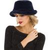 MELIFLUOS DESIGNED IN SPAIN Hats for Women Faux Fur Bucket Hat Beanie Fashion Soft Warm for Fall Winter(Long Fur Navy)