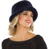 MELIFLUOS DESIGNED IN SPAIN Hats for Women Faux Fur Bucket Hat Beanie Fashion Soft Warm for Fall Winter(Long Fur Navy)