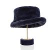 MELIFLUOS DESIGNED IN SPAIN Hats for Women Faux Fur Bucket Hat Beanie Fashion Soft Warm for Fall Winter(Long Fur Navy)