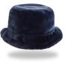 MELIFLUOS DESIGNED IN SPAIN Hats for Women Faux Fur Bucket Hat Beanie Fashion Soft Warm for Fall Winter(Long Fur Navy)