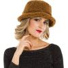 MELIFLUOS DESIGNED IN SPAIN Hats for Women Faux Fur Bucket Hat Beanie Fashion Soft Warm for Fall Winter(Short Fur Caramel)