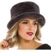 MELIFLUOS DESIGNED IN SPAIN Hats for Women Faux Fur Bucket Hat Beanie Fashion Soft Warm for Fall Winter(Long Fur Grey)