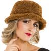 MELIFLUOS DESIGNED IN SPAIN Hats for Women Faux Fur Bucket Hat Beanie Fashion Soft Warm for Fall Winter(Short Fur Caramel)
