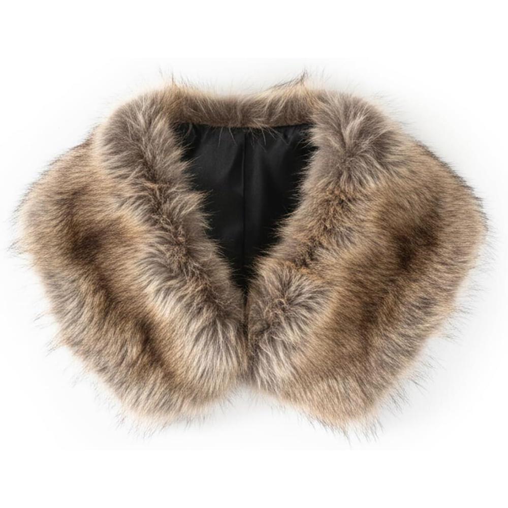 image:imageFur Collar Scarf for Women Faux Fur Scarves Neck Shrug for Fall Winter Coat DressLugo Collections 11 Beige