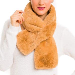 Fur Collar Scarf for Women Faux Fur Scarves Neck Shrug for Fall Winter Coat Dress(Lugo Collection 3 – Turmeric)