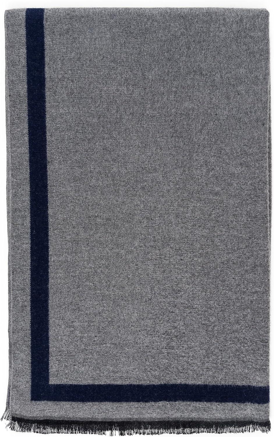 image:imageScarf for Men Reversible Elegant Classic Cashmere Feel Scarves for Fall WinterSantander Collection 4 Navy Gray