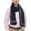 Scarf for Men Reversible Elegant Classic Cashmere Feel Scarves for Fall Winter(Santander Collection 4- Navy Gray)