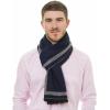 Scarf for Men Reversible Elegant Classic Cashmere Feel Scarves for Fall Winter(Santander Collection 4- Navy Gray)