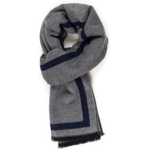 Scarf for Men Reversible Elegant Classic Cashmere Feel Scarves for Fall Winter(Santander Collection 4- Navy Gray)