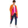 Women’s Shawl Wrap Poncho Ruana Cape Cardigan Sweater Open Front for Fall Winter(Border Design – Fuschia and Orange)