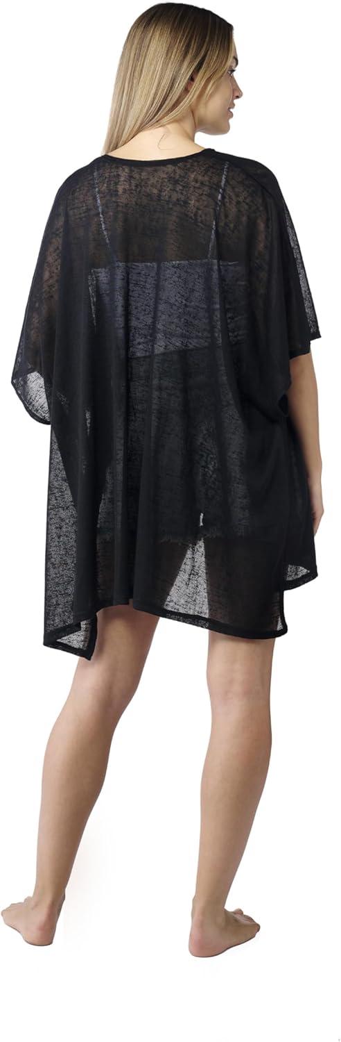 image:imageWomens Cardigan Beach Cover Up Swimsuit Kimono Pareo Sarong Beach Wear Dress for SummerMarbella Collection 1 Solid Black