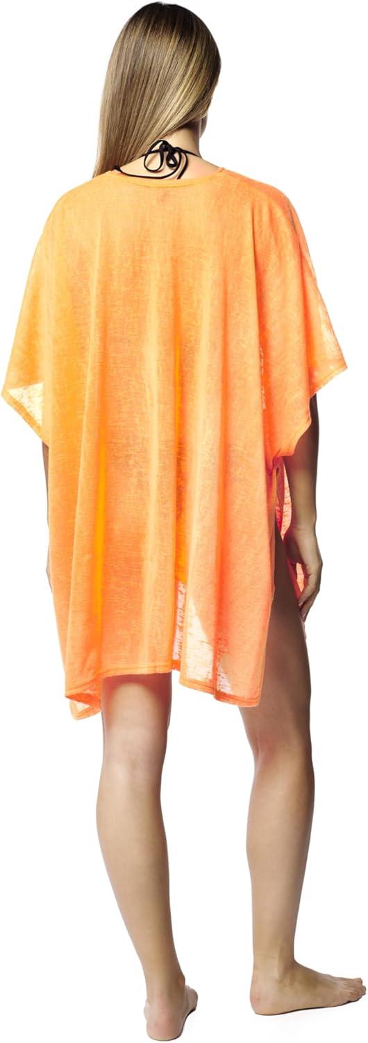 image:imageWomens Cardigan Beach Cover Up Swimsuit Kimono Pareo Sarong Beach Wear Dress for SummerMarbella Collection 1 Solid Orange