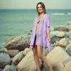 Women’s Cardigan Beach Cover Up Swimsuit Kimono Pareo Sarong Beach Wear Dress for Summer(Marbella Collection 1 – Solid Purple)