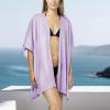 Women’s Cardigan Beach Cover Up Swimsuit Kimono Pareo Sarong Beach Wear Dress for Summer(Marbella Collection 1 – Solid Purple)