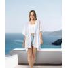 Women’s Cardigan Beach Cover Up Swimsuit Kimono Pareo Sarong Beach Wear Dress for Summer(Marbella Collection 1 – Solid White)