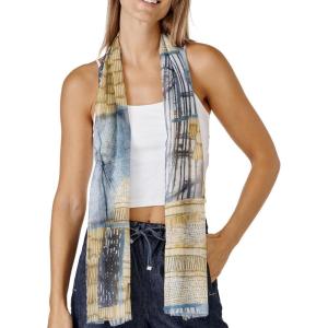Scarf for Women Lightweight Fashion 62 in x 18 in Scarves for Spring Summer Fall Shawl Wrap(Deia Collection – Blue and Yellow Geometric)